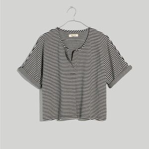 Madewell Double-Faced Henley Tee in Stripe size large new with tags NWT